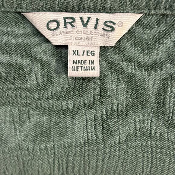 Orvis Short‎ Sleeveless Blouse Women's XL Rayon Crepe V-Neck Button Front Green - Picture 9 of 12